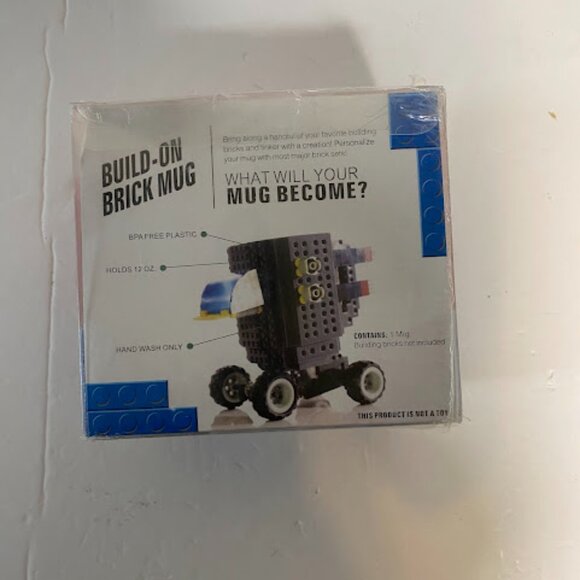 Cribl LEGO Compatible Novelty Coffee Cup Grey Build-On Brick Mug 12oz - Picture 8 of 8